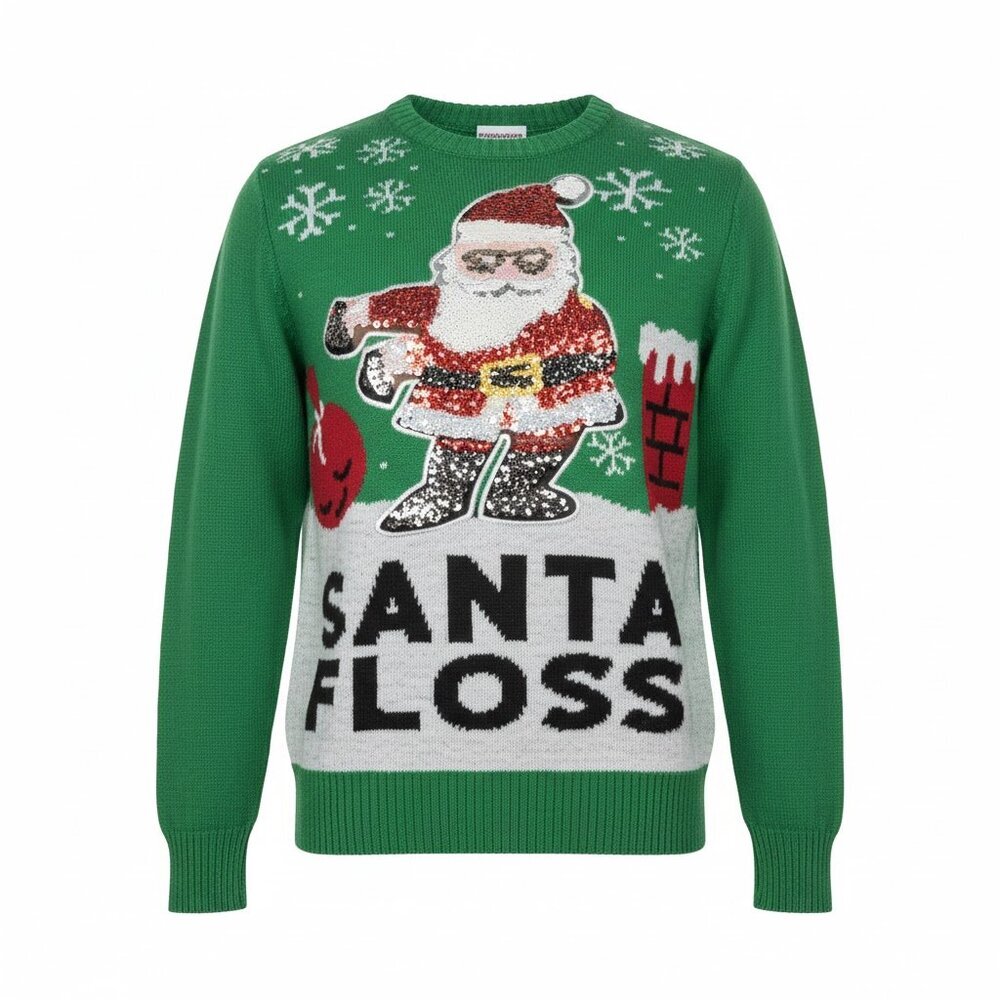 Well Worn Holiday Sweater Santa Floss Ugly Christmas Sweater KIDS Size Medium